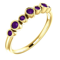 Amethyst 7-Stone 3.25mm Ring, 14k Yellow Gold