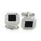 Stainless Steel Polished Black Carbon Fiber Inlay Square Cuff Links, 17MM