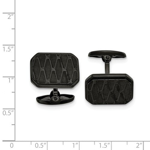 Stainless Steel Black IP-Plated Cuff Links, 19.75x15.99MM