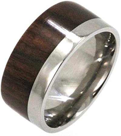 The Men's Jewelry Store (Unisex Jewelry) Ironwood Flat Ring 10mm Comfort Fit Titanium Wedding Band, Size 4.25