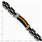 Men's Stainless Steel 11mm Black and Orange Polyurethane Link ID Bracelet, 8.5"