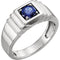 Men's Chatham Created Blue Sapphire 1.25 Ct Ring, Rhodium-Plated 14k White Gold