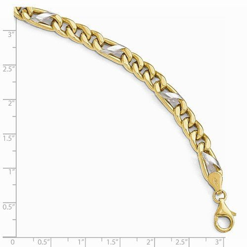 Men's Two-Tone 14k Yellow and White Gold Link Bracelet, 8.25"