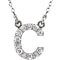 Diamond Initial 'C' Rhodium Plate 14K White Gold (1/6 Cttw, GH Color, l1 Clarity), 16.25"