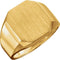 Men's 10k Yellow Gold Satin Brushed Octagon Signet Ring 16x14mm, Size 9.75