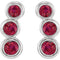 Ruby Three-Stone Ear Climbers, Sterling Silver