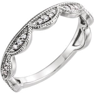 Diamond Scallop Stacking Ring, Sterling Silver (.125 Ctw, GH Color, I1 Clarity)