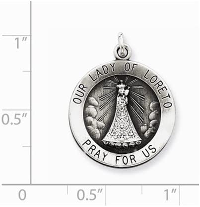 Sterling Silver Antiqued Our Lady of Loreto Medal (22X18MM)