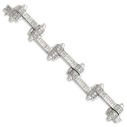 Men's Sterling Silver CZ Bracelet, 9"