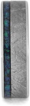 The Men's Jewelry Store (Unisex Jewelry) Crushed Synthetic Opal, Gibeon Meteorite 6mm Titanium Comfort-Fit Band