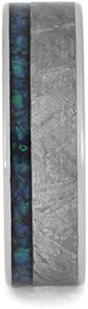 The Men's Jewelry Store (Unisex Jewelry) Crushed Synthetic Opal, Gibeon Meteorite 6mm Titanium Comfort-Fit Band