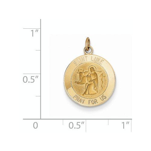 14k Yellow Gold St. Luke Medal Charm (23X15MM)