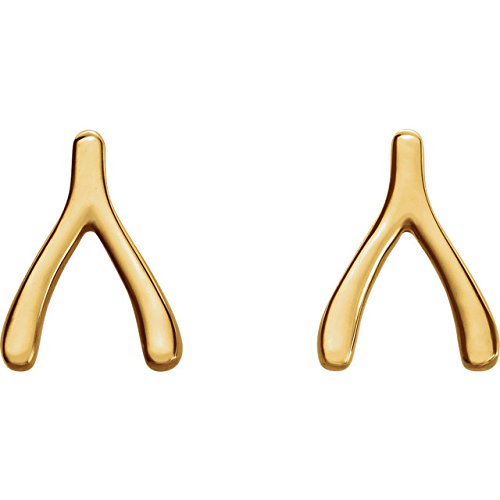 Fancy Wishbone Earrings, 14k Yellow Gold