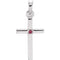 Ruby Inset Cross Rhodium-Plated 14k White Gold Pendant (19.2x9MM)