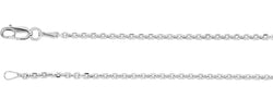 14k White Gold Rhodium Plated 1.75mm Solid Diamond Cut Cable Chain, 18"