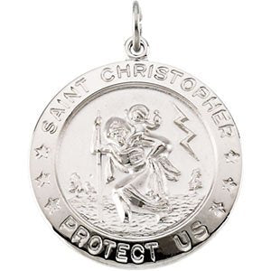 Sterling Silver Round St. Christopher Medal (25 MM)
