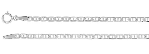 2.25mm 14k White Gold Anchor Chain, 18"