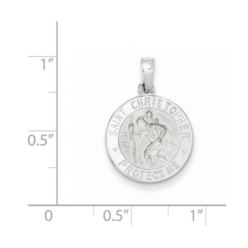 Rhodium-Plated 14k White Gold Gold Saint Christopher Medal Charm (22X15MM)