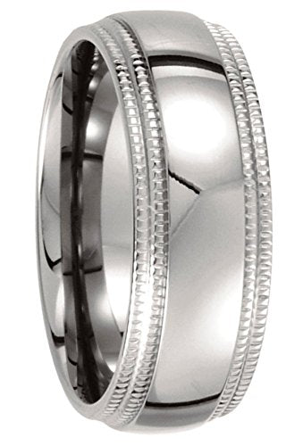 Titanium 8mm Ridged Double Milgrain Band Size 7.5