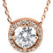 23-Stone Diamond Halo 14k Rose Gold Pendant Necklace, 16" (.50 Cttw)