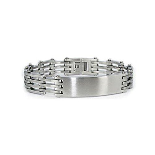 Men's Brushed Stainless Steel IDENT Bracelet, 8.25"