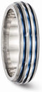 Edward Mirell Titanium Triple Groove Blue Anodized 6mm Wedding Band, Size 8