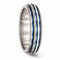 Edward Mirell Titanium Triple Groove Blue Anodized 6mm Wedding Band