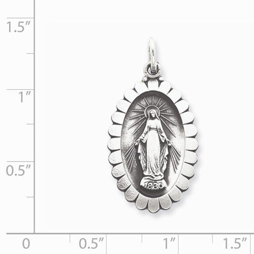 Sterling Silver Antiqued Miraculous Medal (31X16MM)