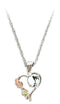 April Birthstone Heart Pendant Necklace, Sterling Silver, 12k Green and Rose Gold Black Hills Gold Motif, 18"