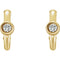 white Sapphire J-Hoop Earrings, 14k Yellow Gold