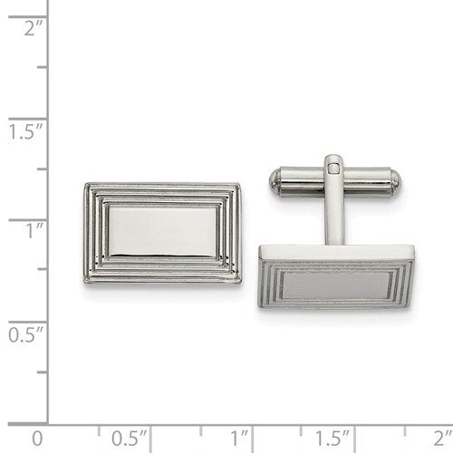 Stainless Steel Polished Rectangular Cuff Links, 17.85MMX17.29MM