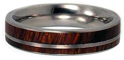 The Men's Jewelry Store (Unisex Jewelry) Ironwood Inlay, Titanium Pinstripe 5mm Comfort Fit Slender Ring, Size 10
