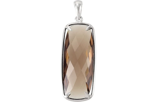 Smoky Quartz Antique Cushion Sterling Silver Pendant