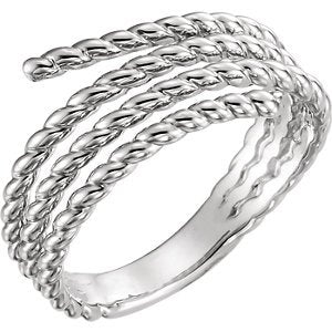 Platinum Spiral Wrap Rope Ring