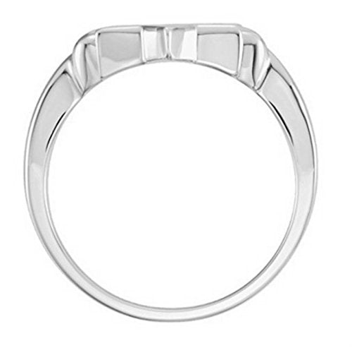 Star of David Silhouette 12mm Semi-Polished 14k White Gold Ring, Size 7
