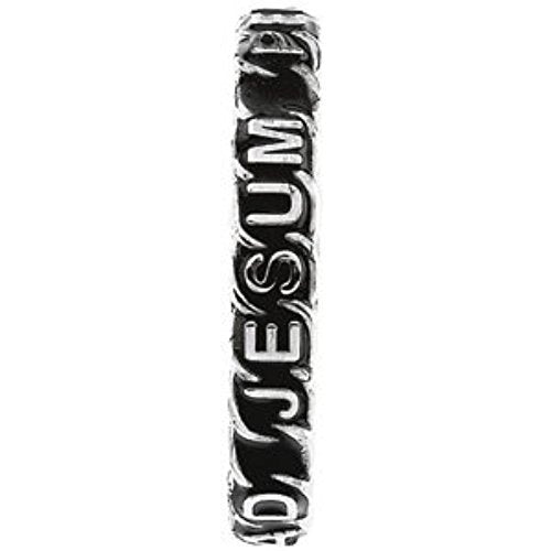 Men's Antiqued 'Ad Jesum Per Marium' Total Consecration Band, Rhodium-Plate 14k White Gold 4mm, Size 9.75