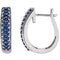 Blue Sapphire Milgrain Hoop Earrings, 14K White Gold, 4.6MM