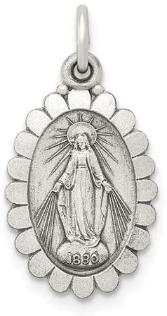 Sterling Silver Antiqued Miraculous Medal (20X10 MM)