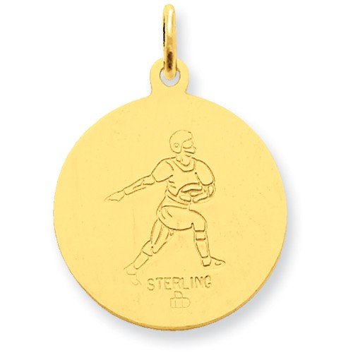 24k Gold-Plated Sterling Silver St. Christopher Football Medal