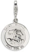 Sterling Silver Saint Michael Medal with Lobster Clasp Charm (31X15MM)