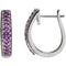 Amethyst Milgrain Hoop Earrings, 14K White Gold, 4.6MM