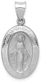 Rhodium-Plated 14k White Gold Miraculous Medal Pendant (21X13MM)