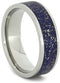 Green Stardust Band with Meteorite and Yellow Gold 7mm Comfort-Fit Titanium Ring, Size 15