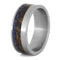 Mesquite Burl, Crushed Blue Sea Glass 7mm Matte Titanium Comfort-Fit Wedding Band