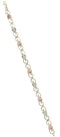 Womens 10k Yellow Gold Filigree Scroll Link Bracelet with 12k Green and Rose Gold in Black Hills Gold Motif, 7.50"