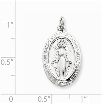 Sterling Silver Miraculous Medal Pendant (24X13 MM)