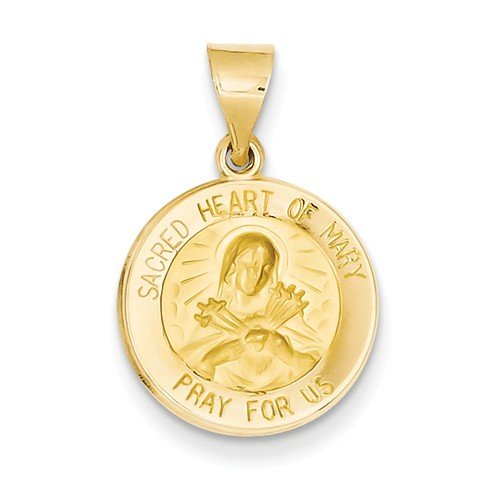 14k Yellow Gold Sacred Heart Of Mary Medal Pendant (17X15MM)
