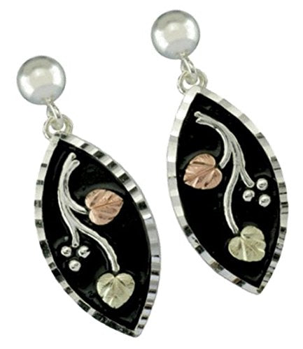 Black Diamond-Cut Drop Earrings, Sterling Silver, 12k Green Gold, 12k Rose Gold Black Hills Gold