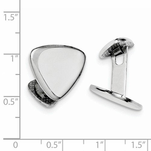 Rhodium-Plated Sterling Silver Triangle Cuff Links, 17MM