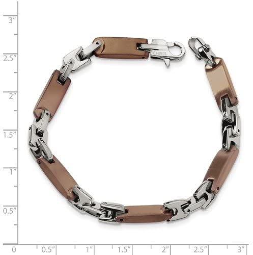 Men's Stainless Steel 7mm Brown IP Bracelet, 8.25 Inches